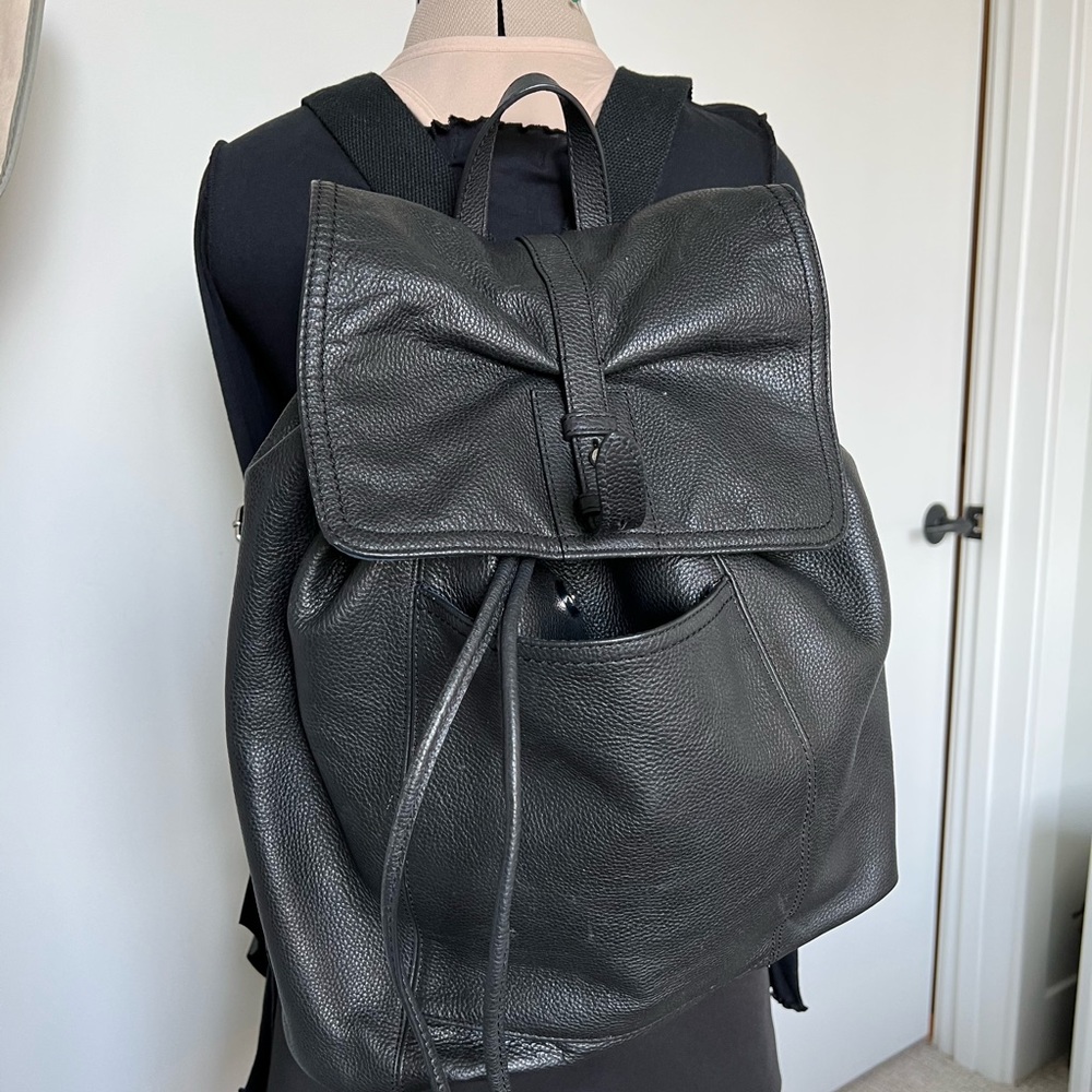 Cole Haan Black Pebble Leather Backpack